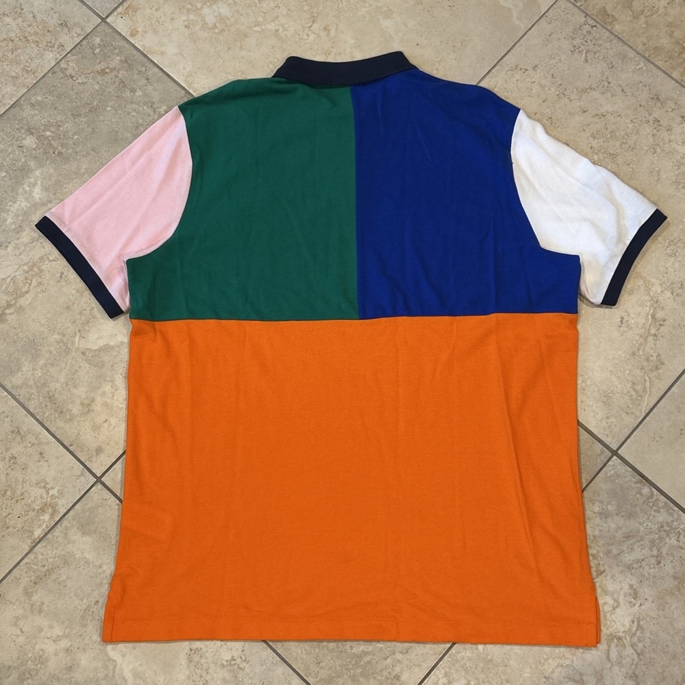 Polo Ralph Lauren Shirt Mens XL Multi Colorblock Big Pony Mesh Pique Player Polo - Picture 10 of 11